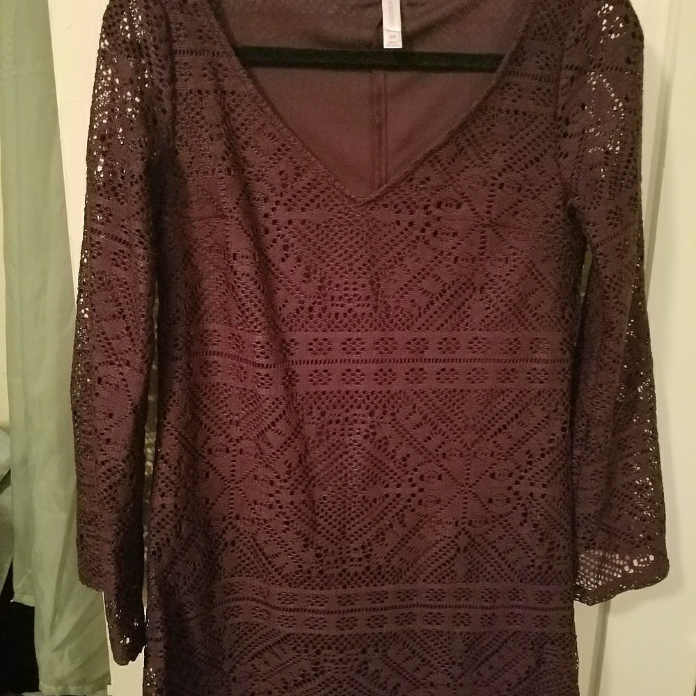 Xhilaration burgundy red lace dress size S
